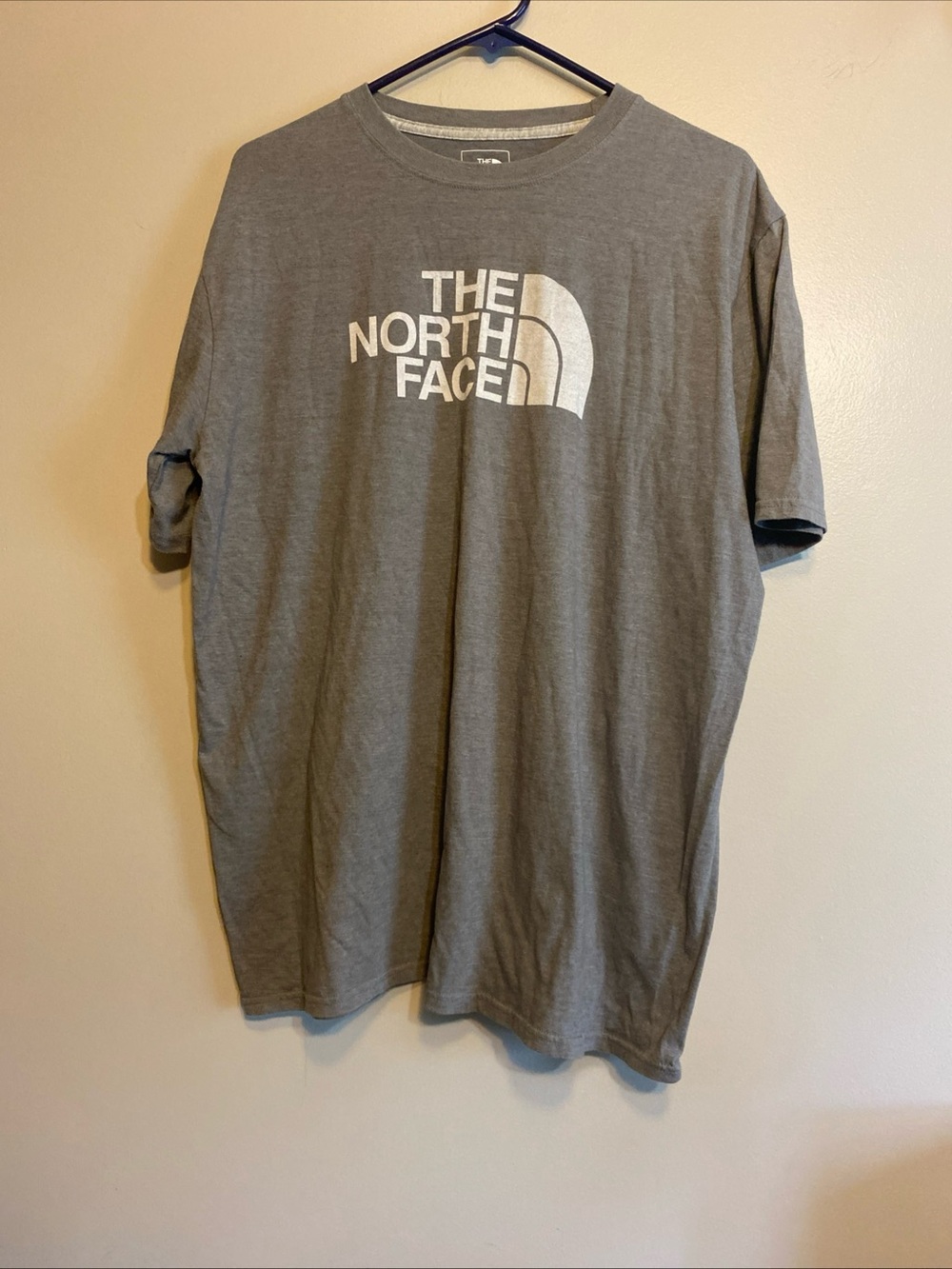 The North Face Mens Large Gray Circular Design Logo Graphic Short Sleeve Shirt